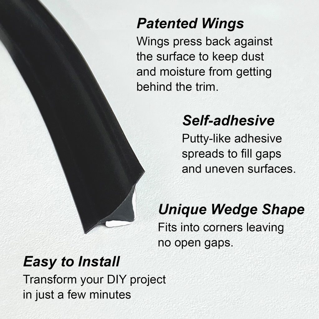 Black Flex Trim, Self-Adhesive Peel & Stick Caulk Strips