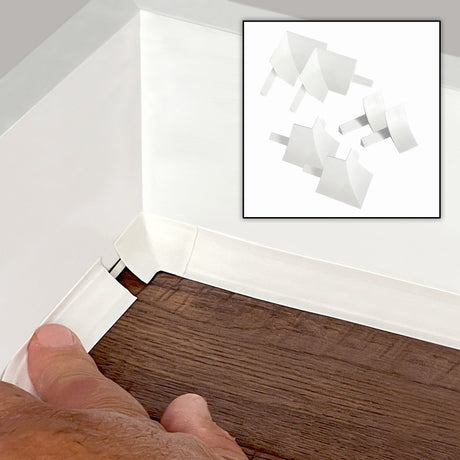 White Variety 6-pack of InstaTrim corners and end caps with installation.