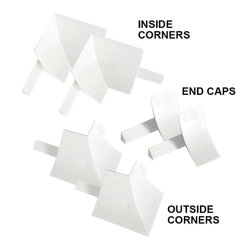  6 piece Variety pack of InstaTrim corners and end caps with installation.