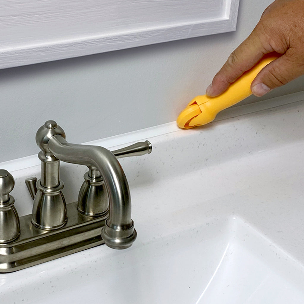 InstaTrim Applicator Tool self-adhesive trim strip and caulk strip. Counter backsplash 