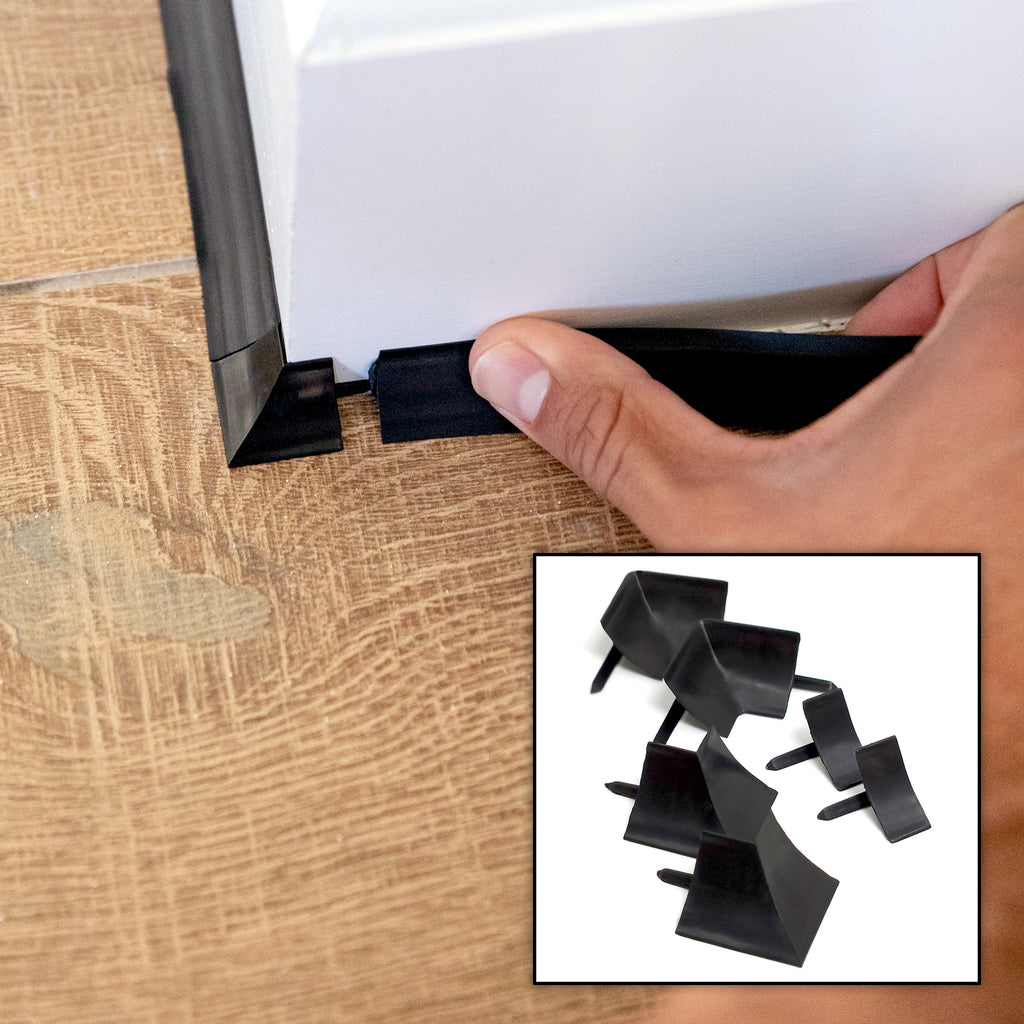 Black 6 pack Variety pack of InstaTrim corners and end caps with installation.