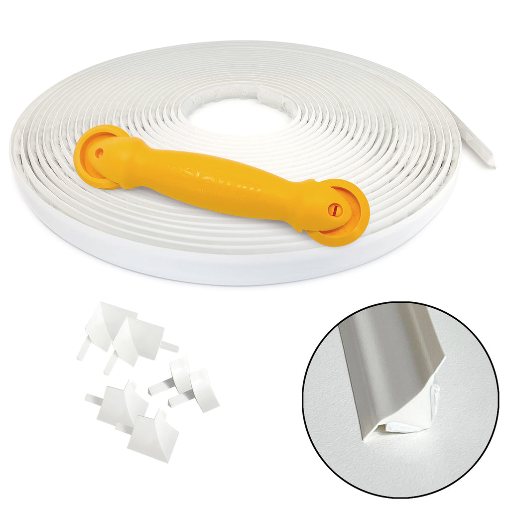 Cover your Crack Bundle - White Trim 50ft 3/4" trim with Applicator tool and corners