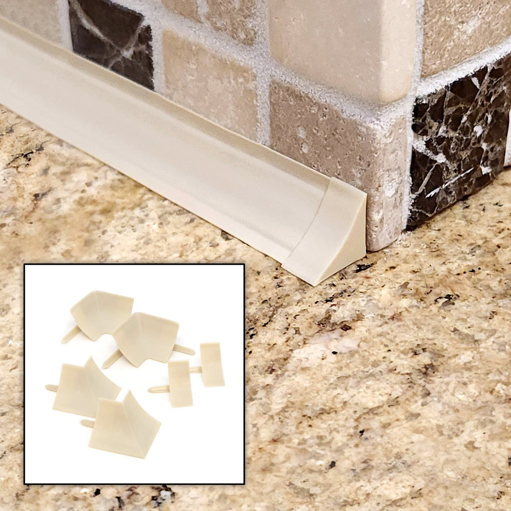 Ivory 6 pack Variety pack of InstaTrim corners and end caps with installation.