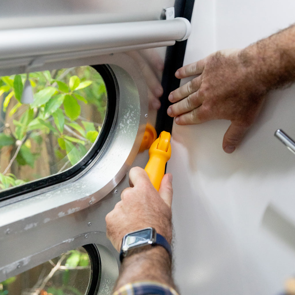 black flexible trim molding work perfectly on curved surfaces like most campers and RVs
